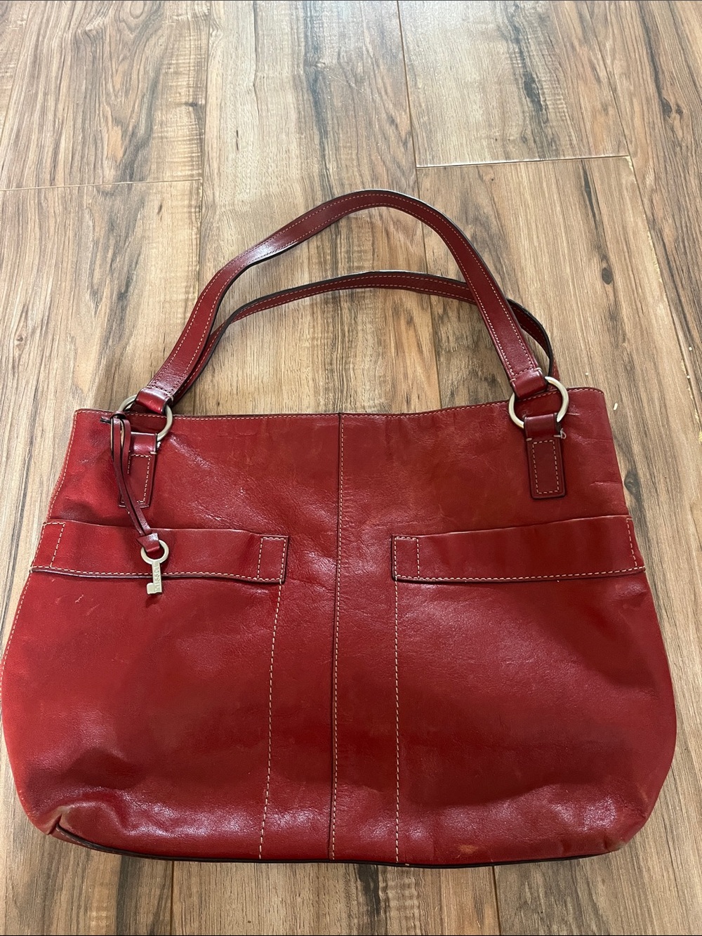 Classic Red Leather Tote Bag leather